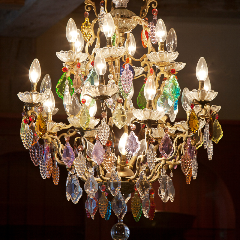 Coloured crystal chandelier