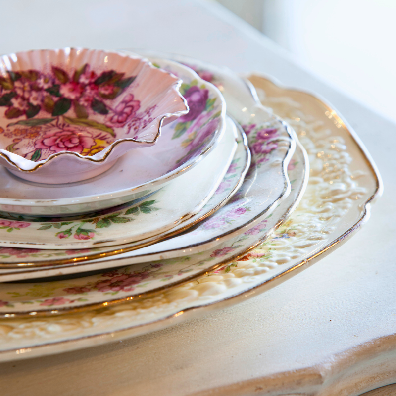 Stacked vintage plates