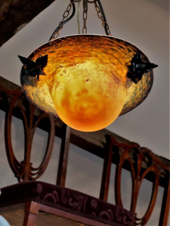 French Schneider Art Glass Pendant Light