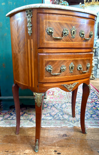 French Marble Top Bedside Table