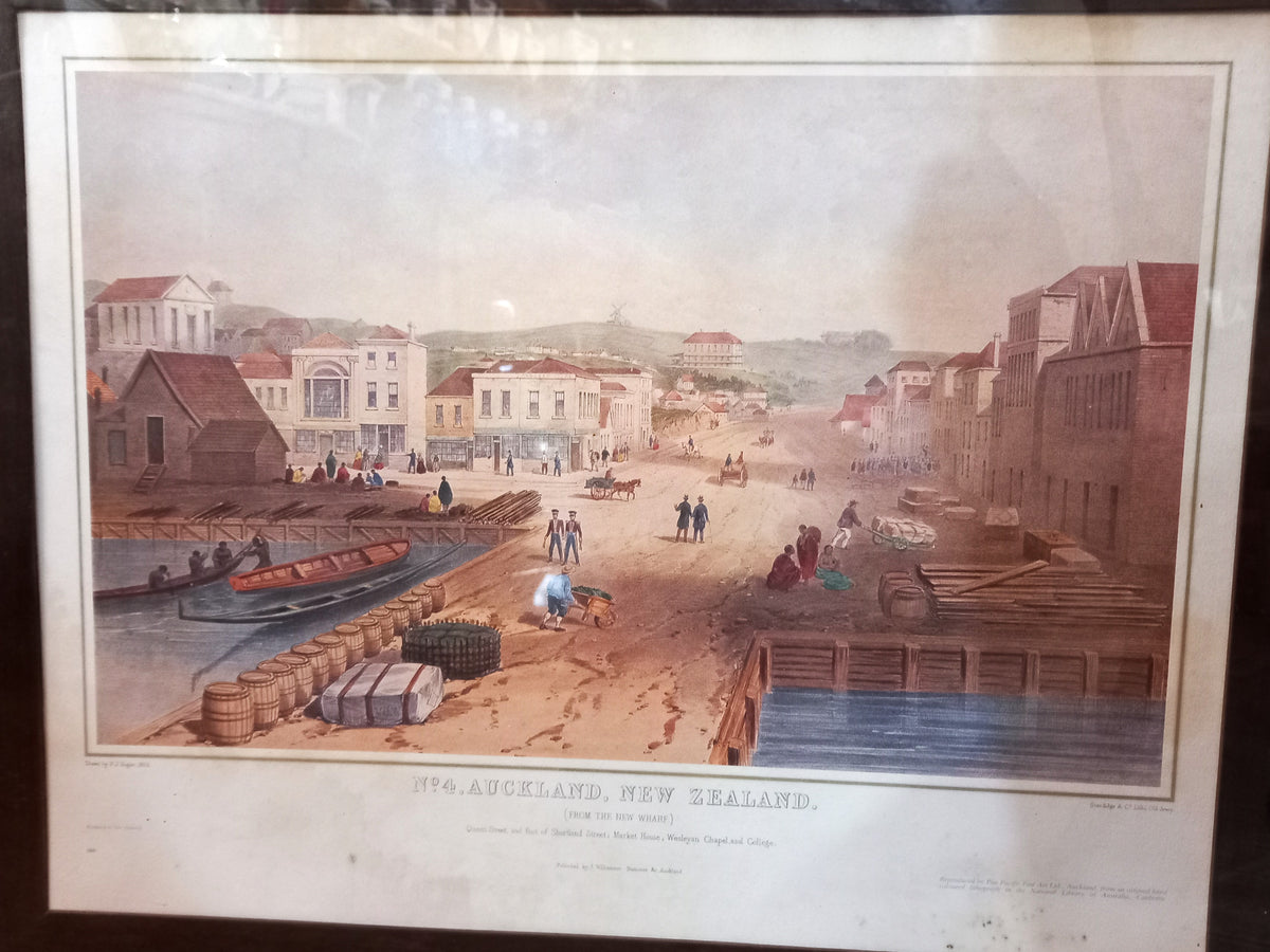 "From the Wharf" Print of Auckland. P.J. Hogan
