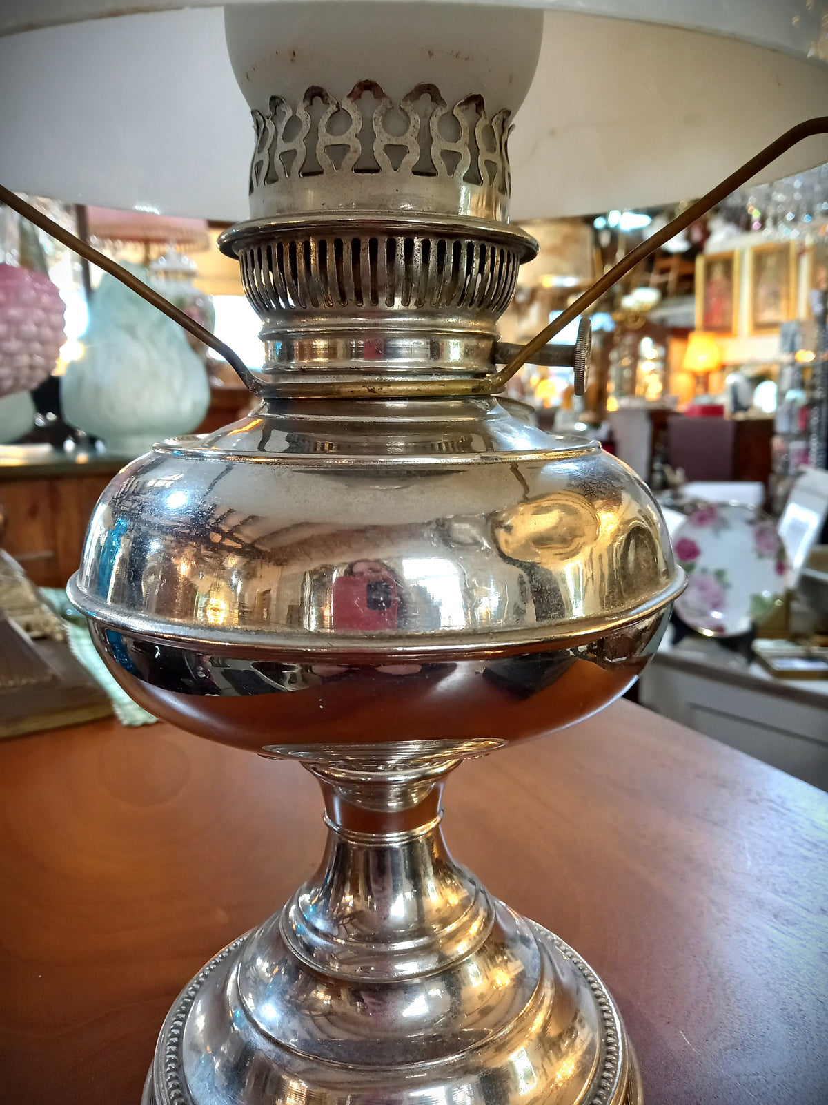 Kerosene Lamp with Milk Glass Shade