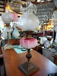 Pink Kerosene Parlour Lamp