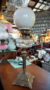 Tall Silver Plated Kerosene Lamp