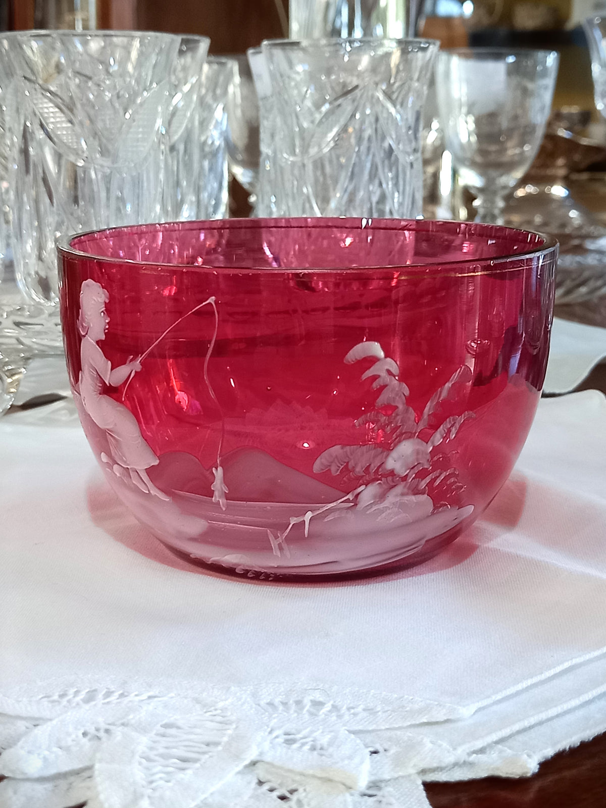 Mary Gregory Ruby Glass Bowl