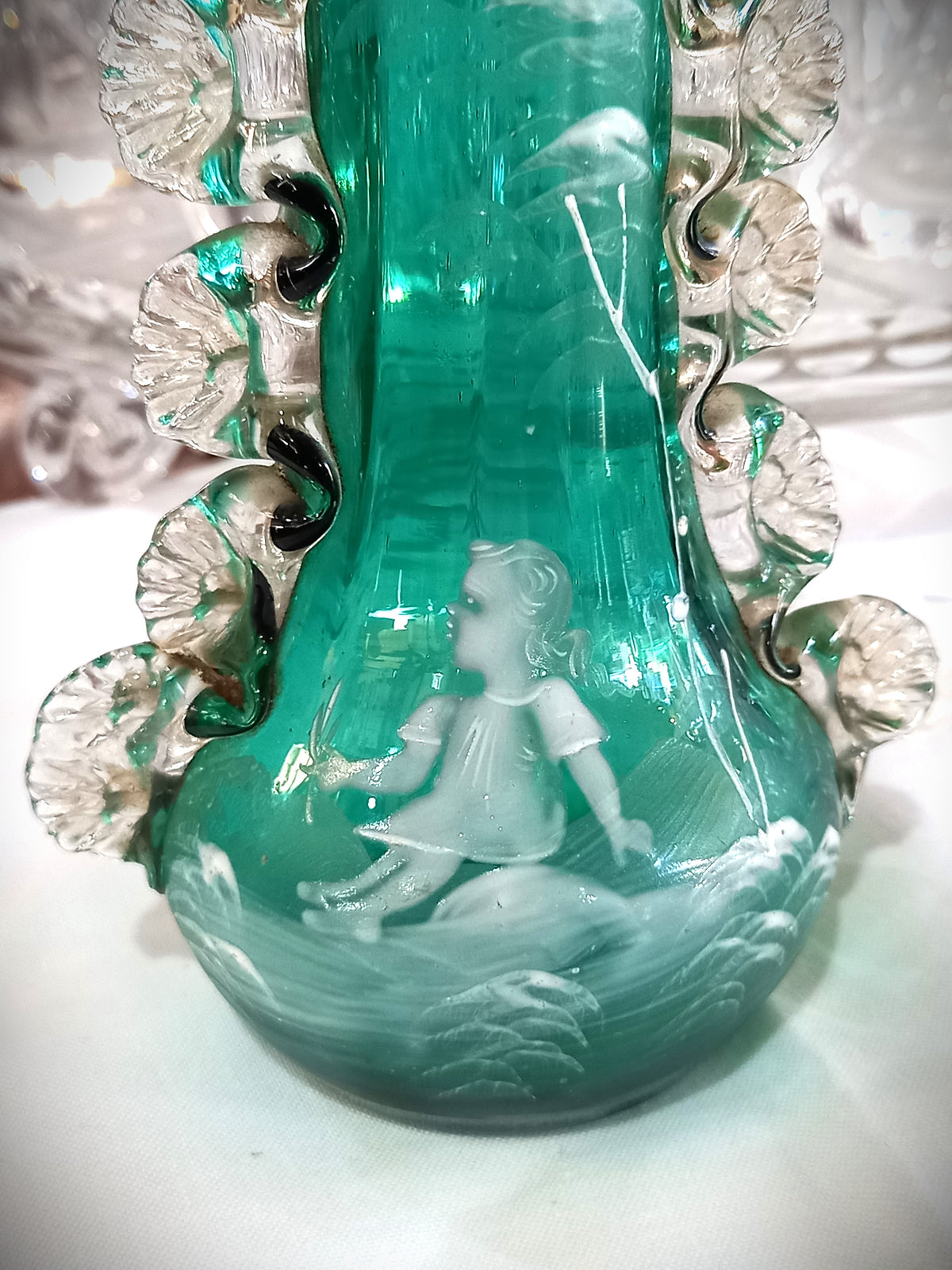 Mary Gregory Green Vase