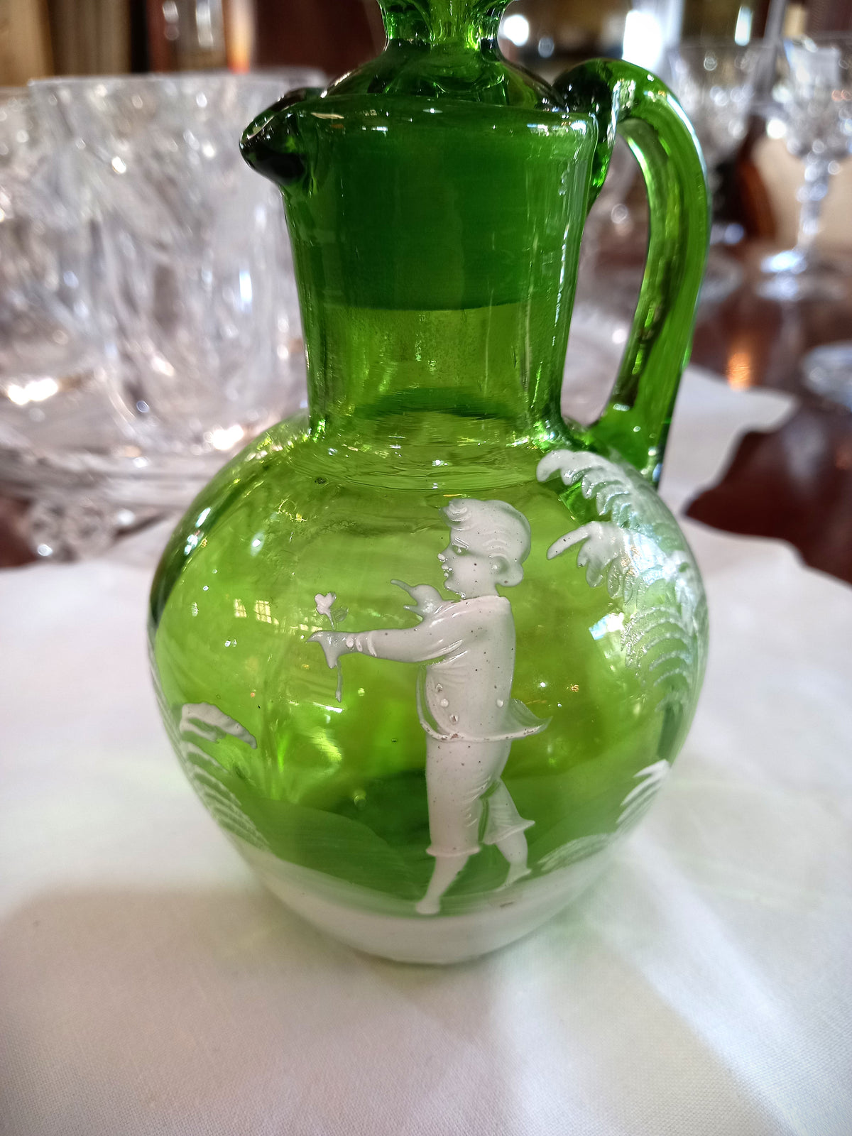 Mary Gregory Lime Green Jug