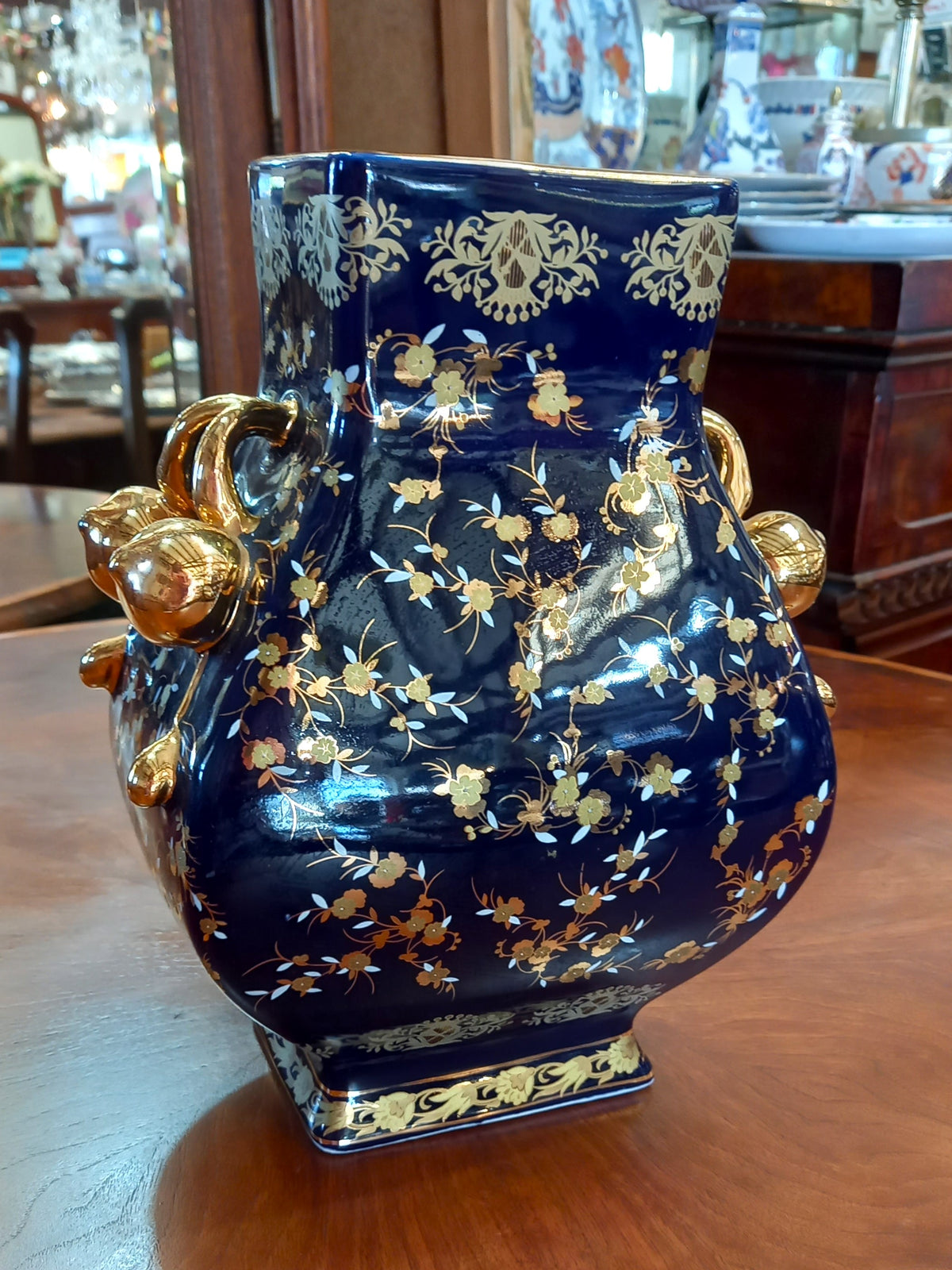 Vintage Navy & Gold Vase