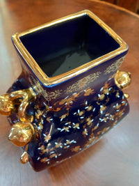 Vintage Navy & Gold Vase