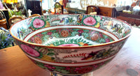 Vintage Famille Rose Hand Painted Chinese Punch Bowl