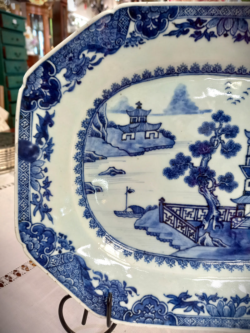 Chinese Blue & White Willow pattern Platter