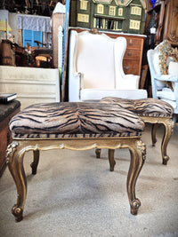 Gilt stools with animal print