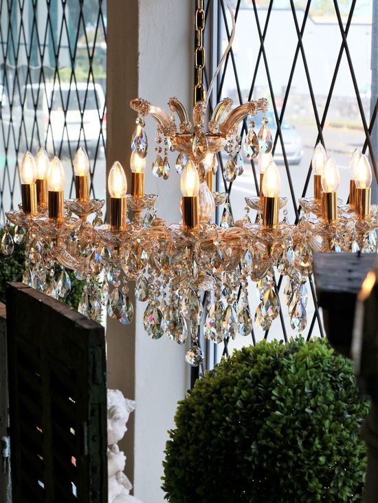 14 Arm Champagne Crystal Chandelier