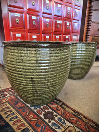 Pair of Green Glazed Planters