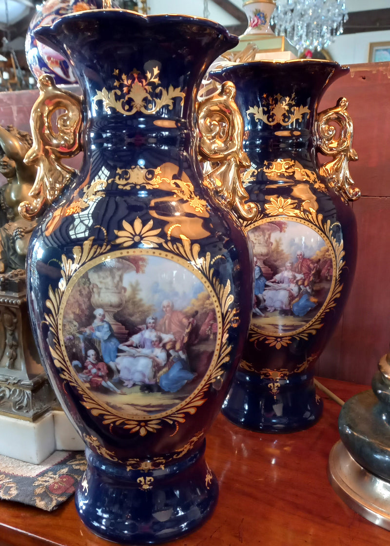 Pair Large French Limoges Vases