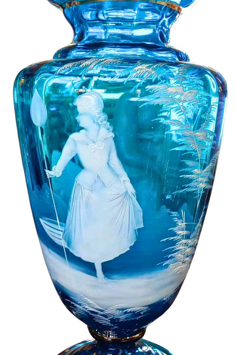 Mary Gregory Large Blue Vase