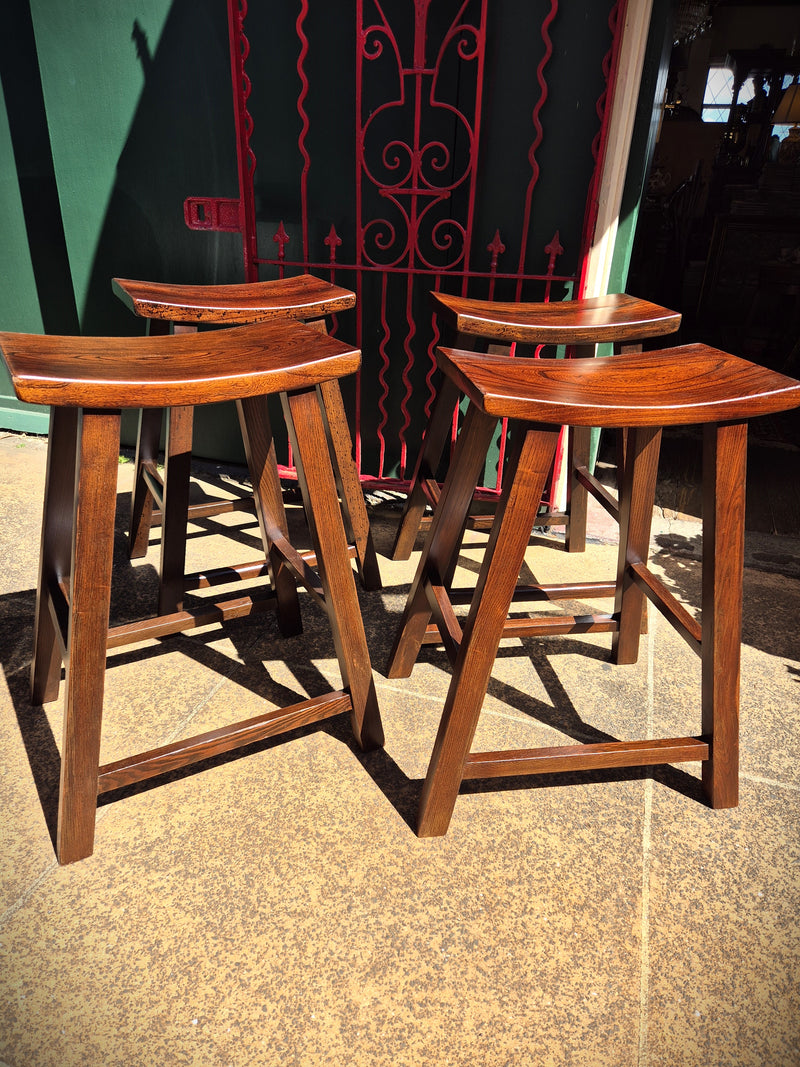 Set of Four Oak Bar Stools