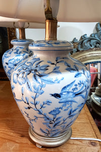 Pair of Chinese Blue & White Lamps