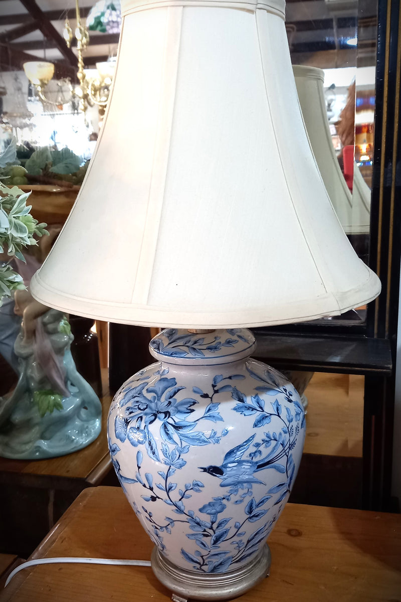 Pair of Chinese Blue & White Lamps