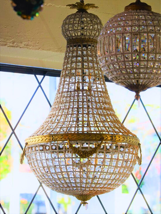 Vintage French Basket Chandelier