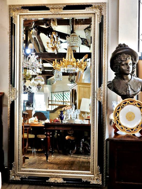 Silver & Black Victorian Revival Mirror