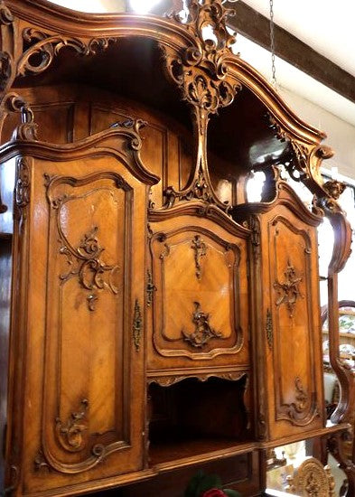 French Walnut & Marble Buffet