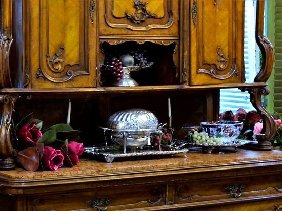 French Walnut & Marble Buffet